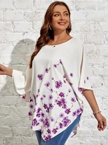 EMERY ROSE Hơn In hoa tay cánh Áo sơ mi - Nhiều màu - Xem 6