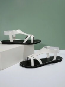 Xăng đan đế bằng cỡ lớn dành cho nữ phong cách châu Âu và Mỹ mới cho mùa hè - trắng - Xem 5