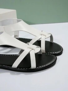 Xăng đan đế bằng cỡ lớn dành cho nữ phong cách châu Âu và Mỹ mới cho mùa hè - trắng - Xem 7