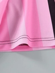 ROMWE MEN Prep Guys Letter Graphic Striped Tee - Pink - View 3