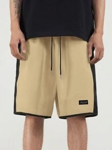 Aesthetic Post 男士字母拼接細節對比側面縫合束腰寬鬆短褲 - 彩色 - 查看 3