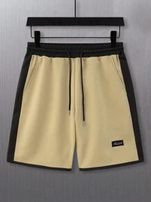 Aesthetic Post 男士字母拼接細節對比側面縫合束腰寬鬆短褲 - 彩色 - 查看 7