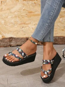 女性時尚拖鞋 - 黑色 - 查看 1