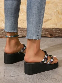 女性時尚拖鞋 - 黑色 - 查看 2