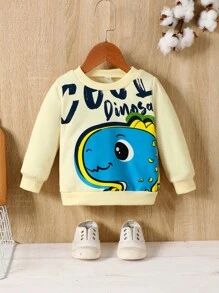 Bebis Pojke Tecknad & Text Grafik Sweatshirts - Aprikos - Visa 1