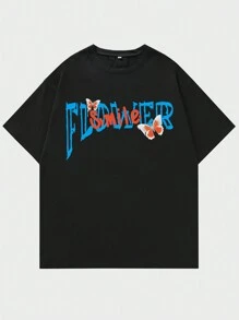 ROMWE MEN Street Life Guys Cartoon & Letter Graphic Tee - Black - View 2