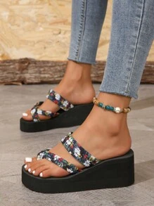 女性時尚拖鞋 - 黑色 - 查看 4