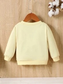 Bebis Pojke Tecknad & Text Grafik Sweatshirts - Aprikos - Visa 2