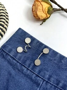 DAZY 1 Nút Hợp Kim Sắt, Thiết Kế Hình Học Hiện Đại Tự Làm Nút May - Bạc - Xem 2