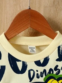 Bebis Pojke Tecknad & Text Grafik Sweatshirts - Aprikos - Visa 4