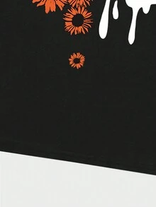 ROMWE MEN Street Life Guys Cartoon & Letter Graphic Tee - Black - View 6