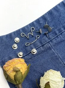 DAZY 1 Nút Hợp Kim Sắt, Thiết Kế Hình Học Hiện Đại Tự Làm Nút May - Bạc - Xem 5