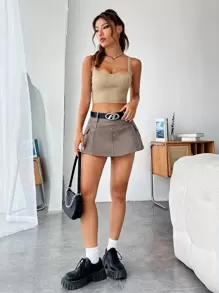SHEIN EZwear Solid Crop Tank Knit Top