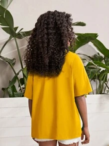 SHEIN Tops con gái màu trơn Giải trí - Màu vàng - Xem 2