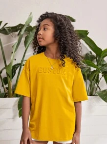 SHEIN Tops con gái màu trơn Giải trí - Màu vàng - Xem 3