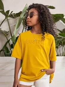 SHEIN Tops con gái màu trơn Giải trí - Màu vàng - Xem 4