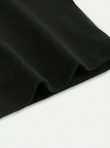 SHEIN Teen Girls Contrast Lace Ruched Bust Tee - Black - View 3