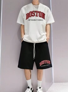 Aesthetic Post Bộ hai mảnh Nam Dây kéo Túi Lá thư Giải trí - Đen và trắng - Xem 4