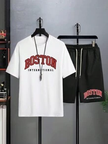 Aesthetic Post Bộ hai mảnh Nam Dây kéo Túi Lá thư Giải trí - Đen và trắng - Xem 1