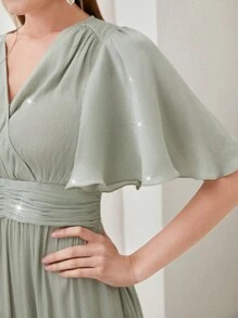 Modelyn Butterfly Sleeve Ruched Waist A-line Dress - Mint Green - View 6