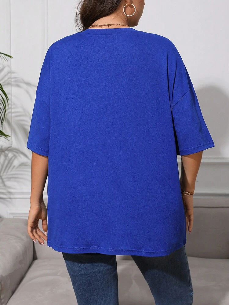 Plus Slogan Graphic Drop Shoulder Tee