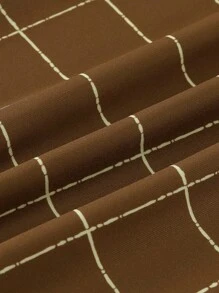 男士格紋印花口袋貼布T恤和短褲睡衣套裝