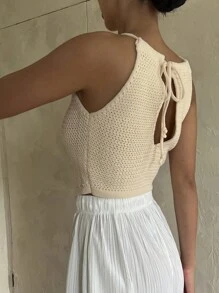 DAZY Solid Cami Knit Top - Apricot - View 4