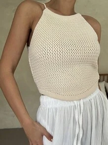 DAZY Solid Cami Knit Top - Apricot - View 8