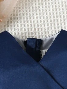 SHEIN Baby Girl Solid Bow Front Wrap Detail Dress