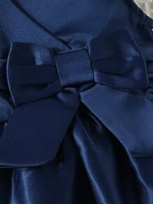 SHEIN Baby Girl Solid Bow Front Wrap Detail Dress