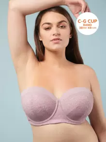 LUVLETTE Plus Sexy Lingerie Strapless Push-Up Lace Bra - Mauve Purple - View 12