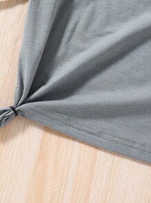 SHEIN Young Girl Heart & Slogan Graphic Tee - Grey - View 5