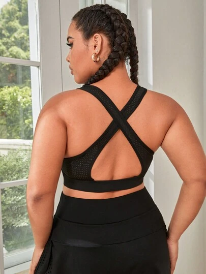 大碼交叉露背運動型胸罩
