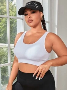 Yoga Basic Bras thể thao Plus Size Lộ Lưng Hội Chữ thập màu trơn - trắng - Xem 3