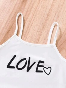 SHEIN 女孩字母圖案吊帶上衣和紮染長褲 - 彩色 - 查看 5