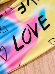 SHEIN 女孩字母圖案吊帶上衣和紮染長褲 - 彩色 - 查看 6