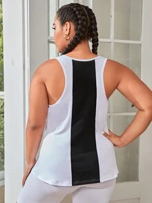 大碼雙色撞色滾邊運動背心