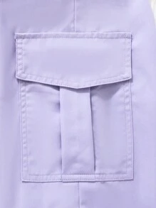 Sparklyn Tween Girl Casual Street Style Simple Fit Purple Cargo Jogger Pants With Pockets