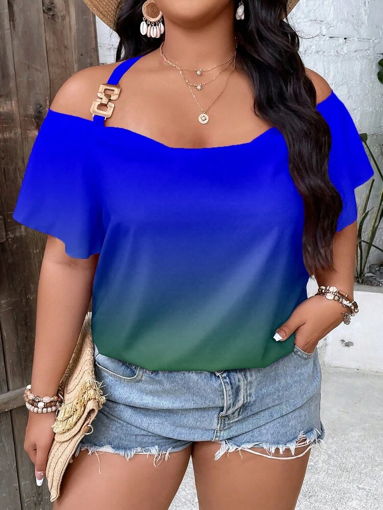 Calvaya Casual Ombre Grote maat blouse criss cross - Veel kleurig - Bekijken 5