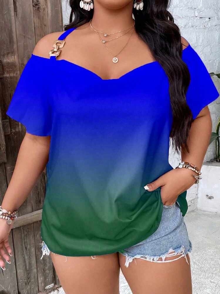 Calvaya Casual Ombre Grote maat blouse criss cross - Veel kleurig - Bekijken 6