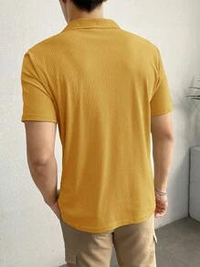 GENTILAND 男士棉素色條紋針織POLO衫