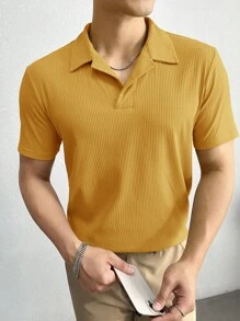 GENTILAND 男士棉素色條紋針織POLO衫