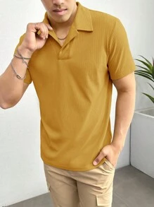 GENTILAND 男士棉素色條紋針織POLO衫