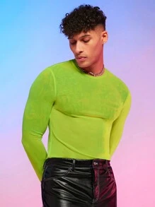 FeverCity Áo thun & Áo lót Nam cắt màu trơn Giải trí - Màu xanh chanh - Xem 1