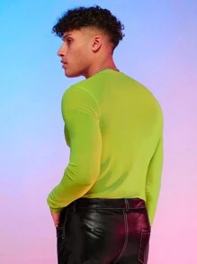 FeverCity Áo thun & Áo lót Nam cắt màu trơn Giải trí - Màu xanh chanh - Xem 2