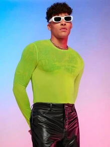 FeverCity Áo thun & Áo lót Nam cắt màu trơn Giải trí - Màu xanh chanh - Xem 4