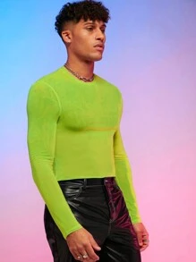 FeverCity Áo thun & Áo lót Nam cắt màu trơn Giải trí - Màu xanh chanh - Xem 5