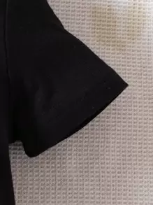 Đứa bé trai Băng tương phản Nút phía trước Áo liền quần - màu đen - Xem 4