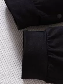 Đứa bé trai Băng tương phản Nút phía trước Áo liền quần - màu đen - Xem 5