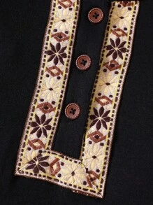 Đứa bé trai Băng tương phản Nút phía trước Áo liền quần - màu đen - Xem 8